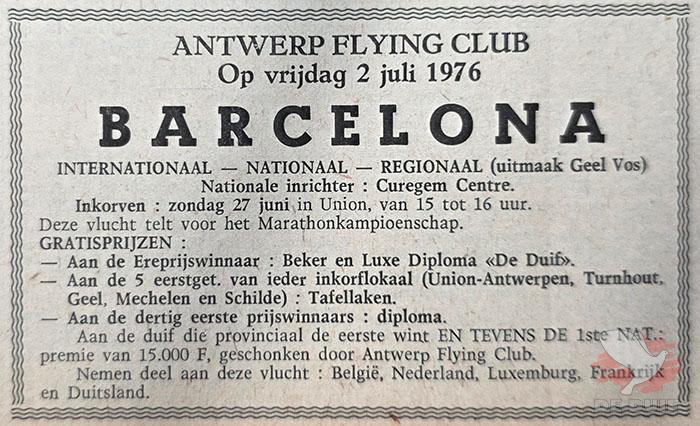 Aankondiging Barcelona 1976. Aankondiging Barcelona 1976.