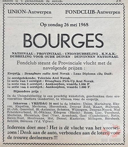 Aankondiging Bourges Nationaal in De Duif.