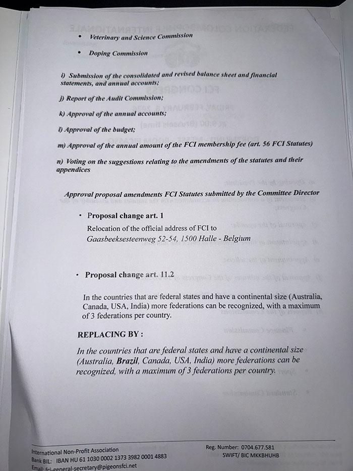 Agenda van het FCI-congres.