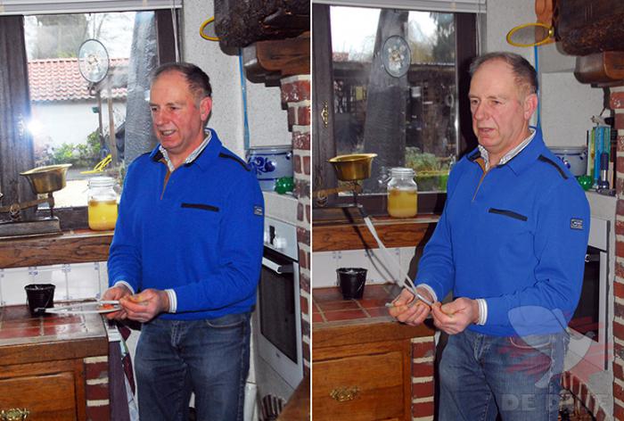 De wichelroede wordt horizontaal gehouden met beide handen. Bij het kruisen van een waterader slaat de wichelroede uit naar boven. 